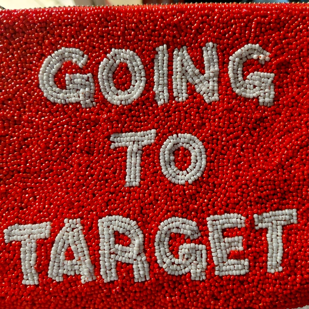 Red Beaded 'Going to Target' Clutch